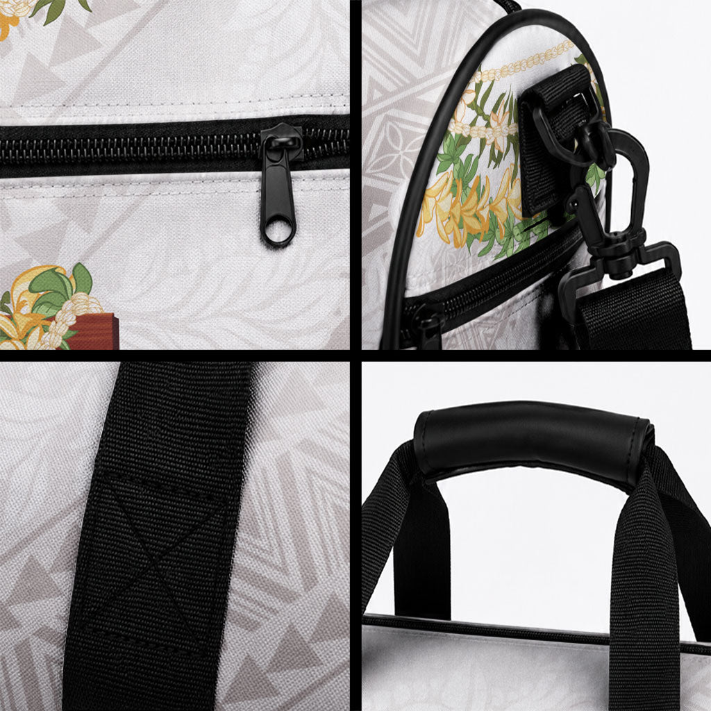 Hawaii Ka Pule a ka Haku Memorial Duffle Bag Flower Lei Cross - Ivory White LT7 - Polynesian Pride
