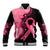 Polynesian Baseball Jacket Plumeria Breast Cancer Awareness Survivor Ribbon Pink LT7 Unisex Black Pink - Polynesian Pride