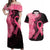 Polynesian Couples Matching Off Shoulder Maxi Dress and Hawaiian Shirt Plumeria Breast Cancer Awareness Survivor Ribbon Pink LT7 Black Pink - Polynesian Pride