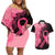 Polynesian Couples Matching Off Shoulder Short Dress and Hawaiian Shirt Plumeria Breast Cancer Awareness Survivor Ribbon Pink LT7 Black Pink - Polynesian Pride