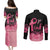 Polynesian Couples Matching Puletasi Dress and Long Sleeve Button Shirts Plumeria Breast Cancer Awareness Survivor Ribbon Pink LT7 - Polynesian Pride