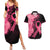 Polynesian Couples Matching Summer Maxi Dress and Hawaiian Shirt Plumeria Breast Cancer Awareness Survivor Ribbon Pink LT7 Black Pink - Polynesian Pride