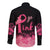 Polynesian Long Sleeve Button Shirt Plumeria Breast Cancer Awareness Survivor Ribbon Pink LT7 - Polynesian Pride