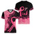 Polynesian Women V Neck T Shirt Plumeria Breast Cancer Awareness Survivor Ribbon Pink LT7 - Polynesian Pride