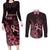 Polynesian Couples Matching Long Sleeve Bodycon Dress and Long Sleeve Button Shirts Breast Cancer RIbbon Butterfly Mix Plumeria Curves Pink LT7 Black Pink - Polynesian Pride