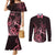 Polynesian Couples Matching Mermaid Dress and Long Sleeve Button Shirts Breast Cancer RIbbon Butterfly Mix Plumeria Curves Pink LT7 Black Pink - Polynesian Pride