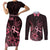 Polynesian Couples Matching Short Sleeve Bodycon Dress and Long Sleeve Button Shirts Breast Cancer RIbbon Butterfly Mix Plumeria Curves Pink LT7 Black Pink - Polynesian Pride