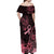 Polynesian Off Shoulder Maxi Dress Breast Cancer RIbbon Butterfly Mix Plumeria Curves Pink LT7 - Polynesian Pride