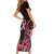 Polynesian Short Sleeve Bodycon Dress Breast Cancer RIbbon Butterfly Mix Plumeria Curves Pink LT7 - Polynesian Pride