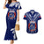 Personalised Samoa Rugby Couples Matching Mermaid Dress and Hawaiian Shirt World Cup 2023 Siamupini Siva Tau LT7 Blue - Polynesian Pride