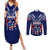 Personalised Samoa Rugby Couples Matching Summer Maxi Dress and Long Sleeve Button Shirts World Cup 2023 Siamupini Siva Tau LT7 Blue - Polynesian Pride