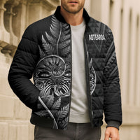 New Zealand Ta Moko Silver Fern Bomber Puffer Jacket Taniko Taniwha Motifs LT7 - Polynesian Pride