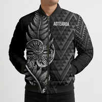 New Zealand Ta Moko Silver Fern Bomber Puffer Jacket Taniko Taniwha Motifs LT7 - Polynesian Pride