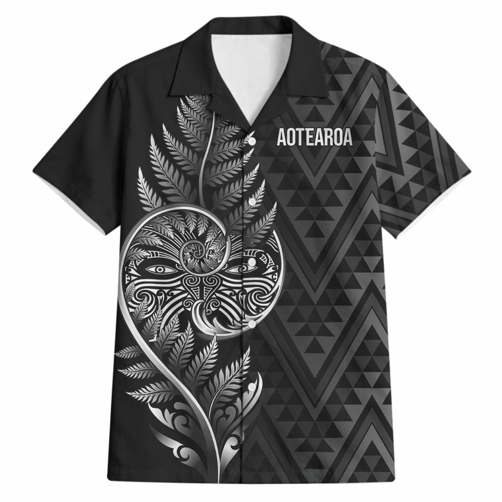 New Zealand Ta Moko Silver Fern Hawaiian Shirt Taniko Taniwha Motifs LT7 Black - Polynesian Pride