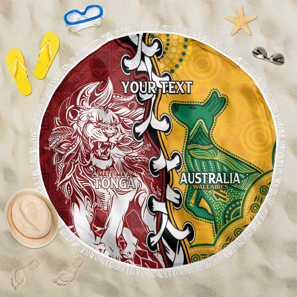 Mate Ma'a Tonga Vs Australia Rugby Personalized Beach Blanket Special Mascots LT7 One Size 150cm Colorful - Polynesian Pride