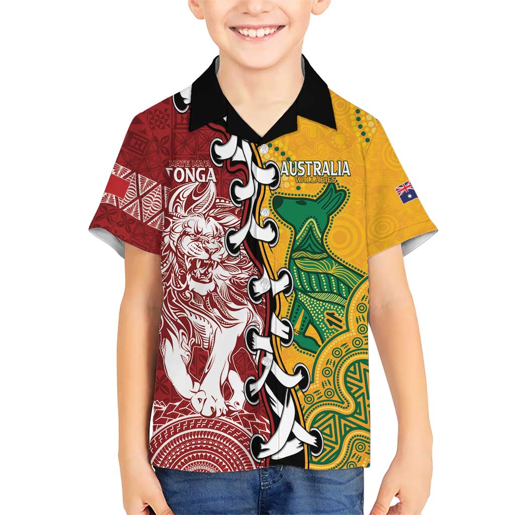 Mate Ma'a Tonga Vs Australia Rugby Personalized Kid Hawaiian Shirt Special Mascots LT7 Kid Colorful - Polynesian Pride