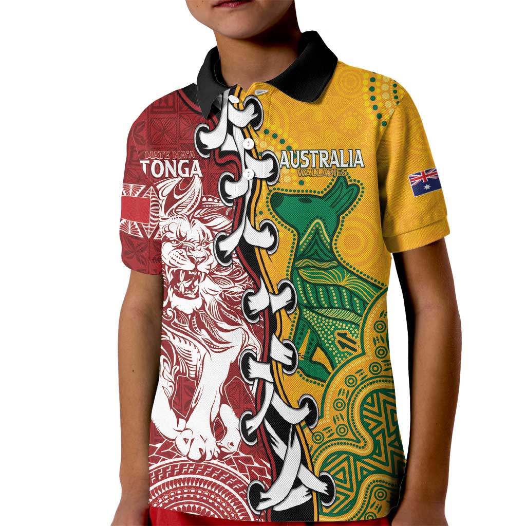 Mate Ma'a Tonga Vs Australia Rugby Personalized Kid Polo Shirt Special Mascots LT7 Kid Colorful - Polynesian Pride