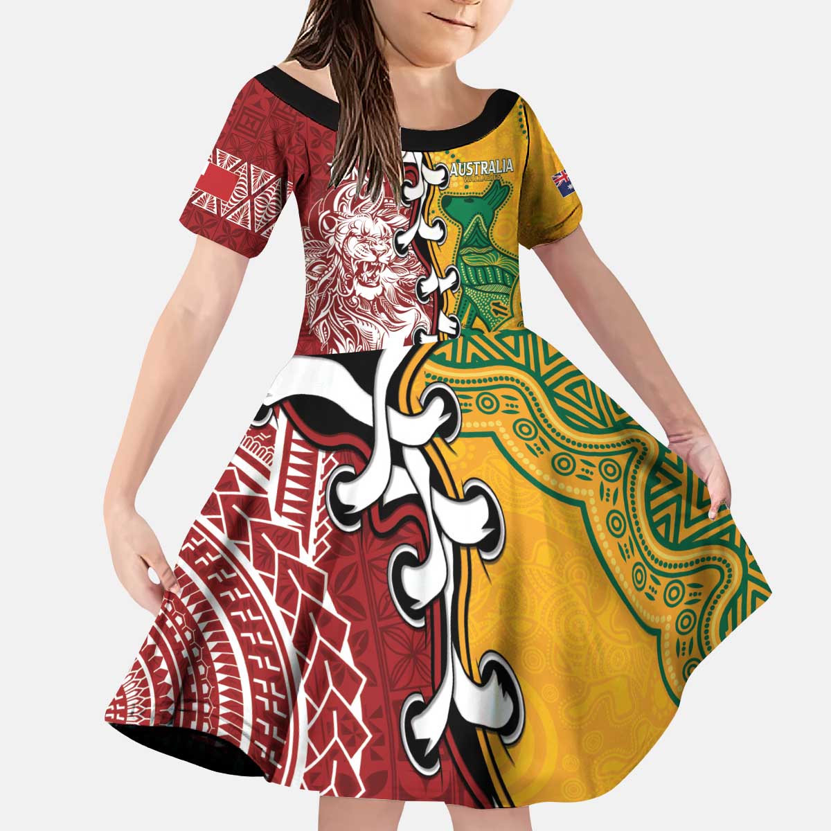 Mate Ma'a Tonga Vs Australia Rugby Personalized Kid Short Sleeve Dress Special Mascots LT7 KID Colorful - Polynesian Pride