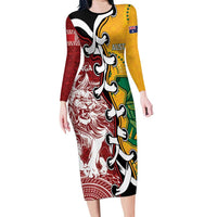 Mate Ma'a Tonga Vs Australia Rugby Personalized Long Sleeve Bodycon Dress Special Mascots LT7 Long Dress Colorful - Polynesian Pride