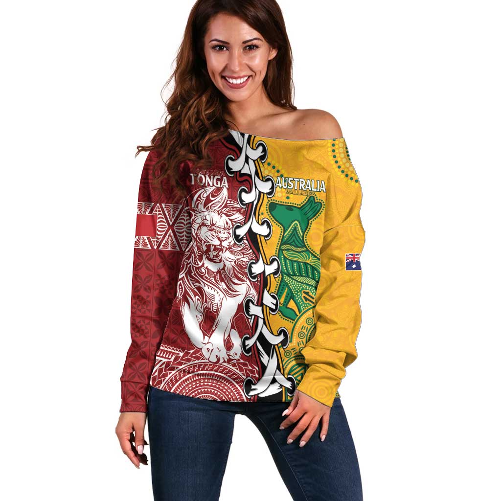 Mate Ma'a Tonga Vs Australia Rugby Personalized Off Shoulder Sweater Special Mascots LT7 Women Colorful - Polynesian Pride