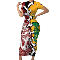 Mate Ma'a Tonga Vs Australia Rugby Personalized Short Sleeve Bodycon Dress Special Mascots LT7 Long Dress Colorful - Polynesian Pride