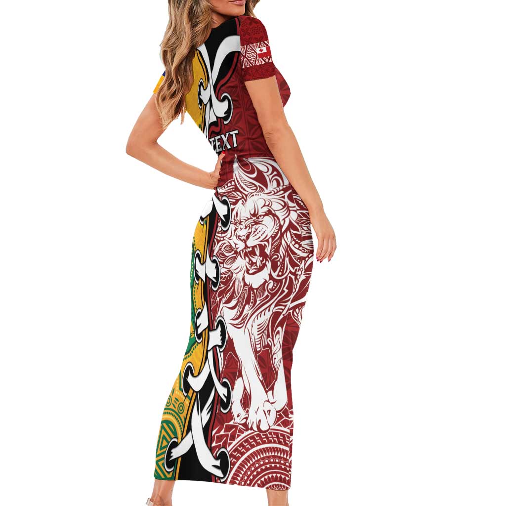 Mate Ma'a Tonga Vs Australia Rugby Personalized Short Sleeve Bodycon Dress Special Mascots LT7 - Polynesian Pride