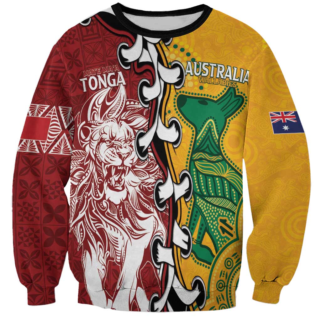 Mate Ma'a Tonga Vs Australia Rugby Personalized Sweatshirt Special Mascots LT7 Unisex Colorful - Polynesian Pride