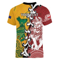 Mate Ma'a Tonga Vs Australia Rugby Personalized Women V-Neck T-Shirt Special Mascots LT7 - Polynesian Pride