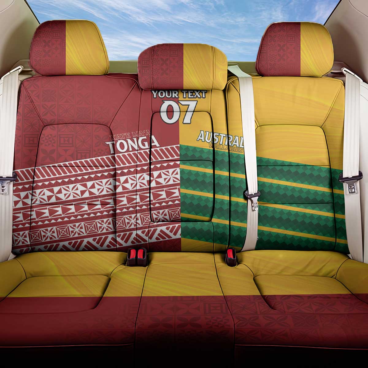 Australia - Tonga Rugby Custom Back Car Seat Cover Minimalist Dynamic LT7 One Size Colorful - Polynesian Pride