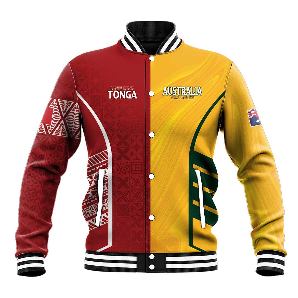 Australia - Tonga Rugby Custom Baseball Jacket Minimalist Dynamic LT7 Unisex Colorful - Polynesian Pride