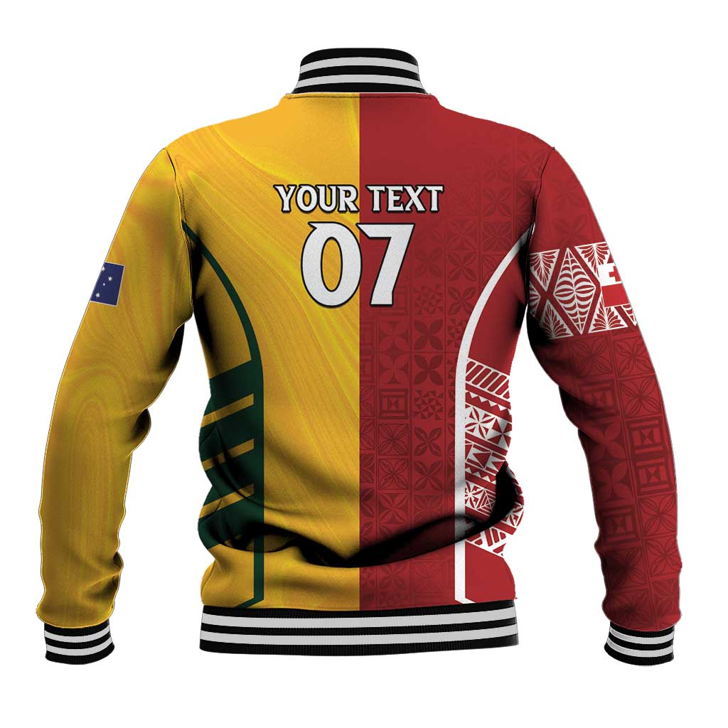 Australia - Tonga Rugby Custom Baseball Jacket Minimalist Dynamic LT7 - Polynesian Pride