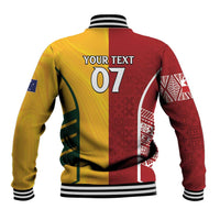 Australia - Tonga Rugby Custom Baseball Jacket Minimalist Dynamic LT7 - Polynesian Pride