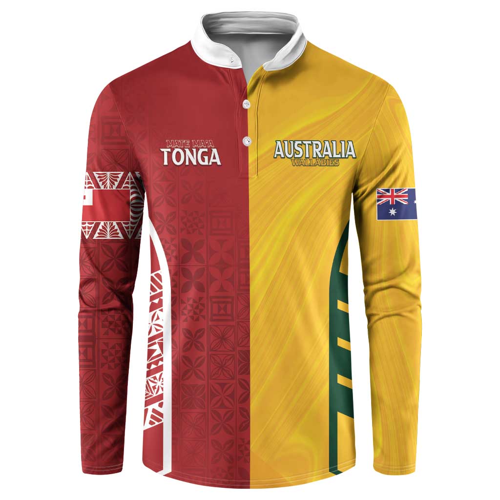 Australia - Tonga Rugby Custom Button Sweatshirt Minimalist Dynamic LT7 Colorful - Polynesian Pride
