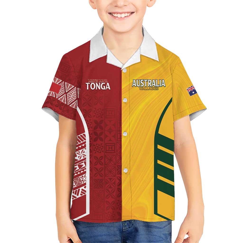 Australia - Tonga Rugby Custom Kid Hawaiian Shirt Minimalist Dynamic LT7 Kid Colorful - Polynesian Pride