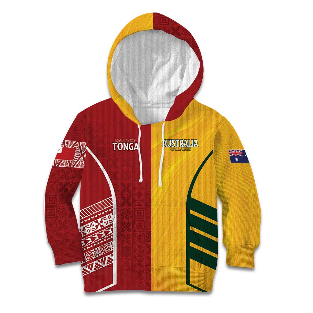 Australia - Tonga Rugby Custom Kid Hoodie Minimalist Dynamic LT7 Hoodie Colorful - Polynesian Pride