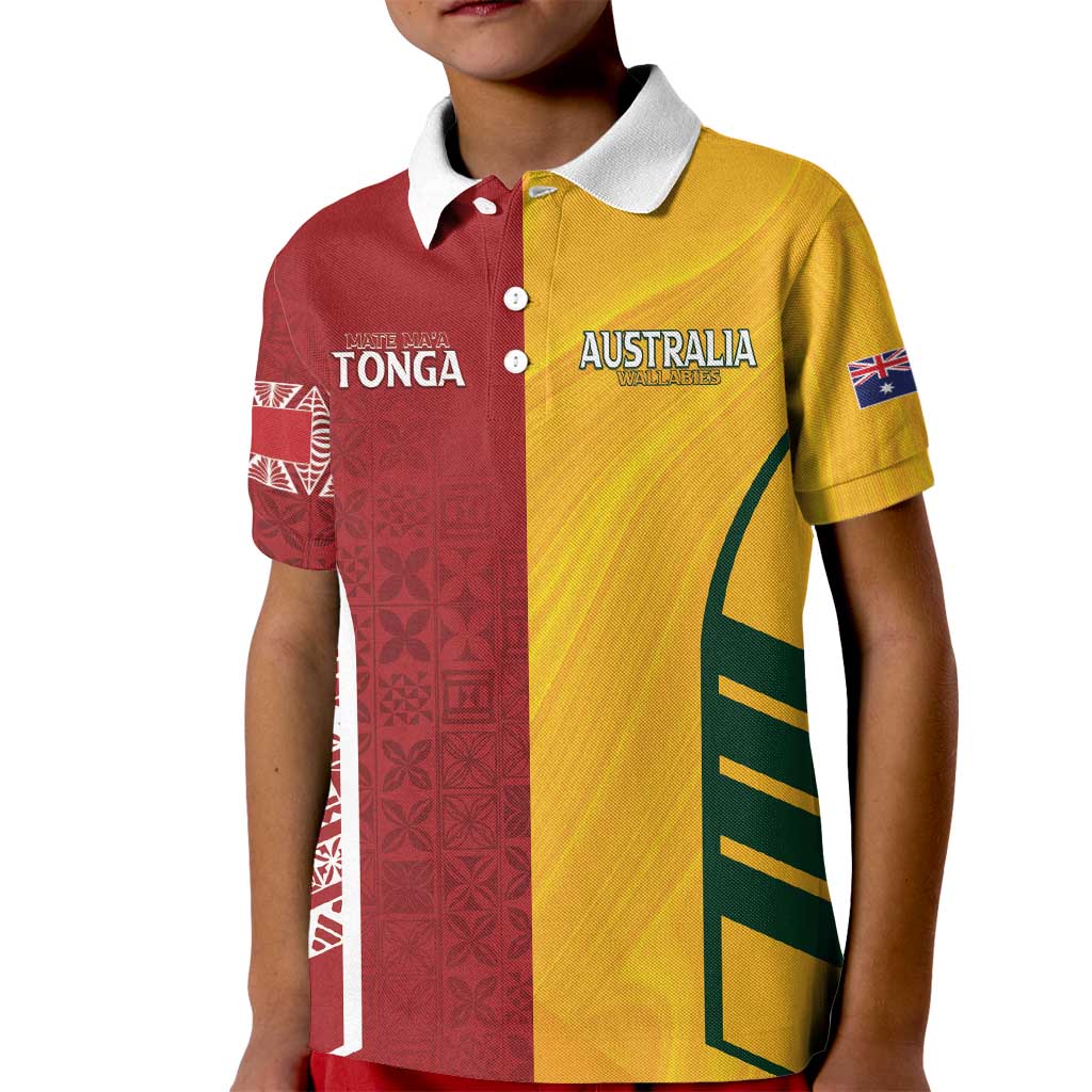 Australia - Tonga Rugby Custom Kid Polo Shirt Minimalist Dynamic LT7 Kid Colorful - Polynesian Pride