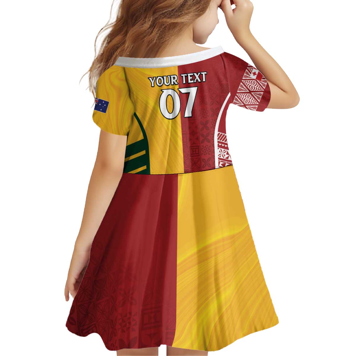 Australia - Tonga Rugby Custom Kid Short Sleeve Dress Minimalist Dynamic LT7 - Polynesian Pride