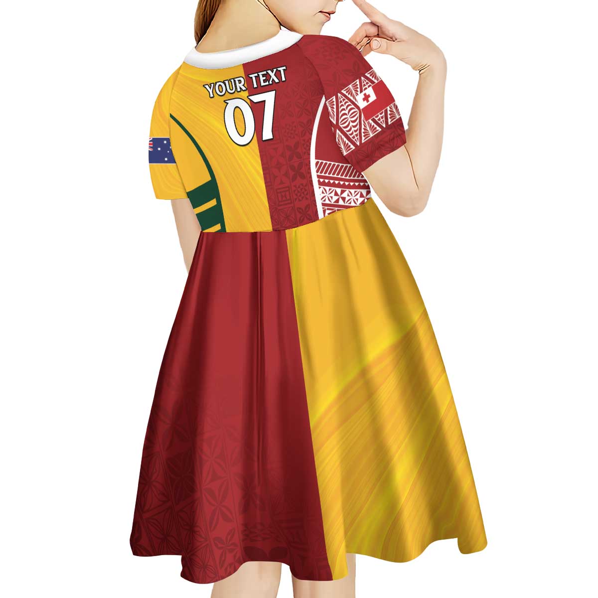 Australia - Tonga Rugby Custom Kid Short Sleeve Dress Minimalist Dynamic LT7 - Polynesian Pride