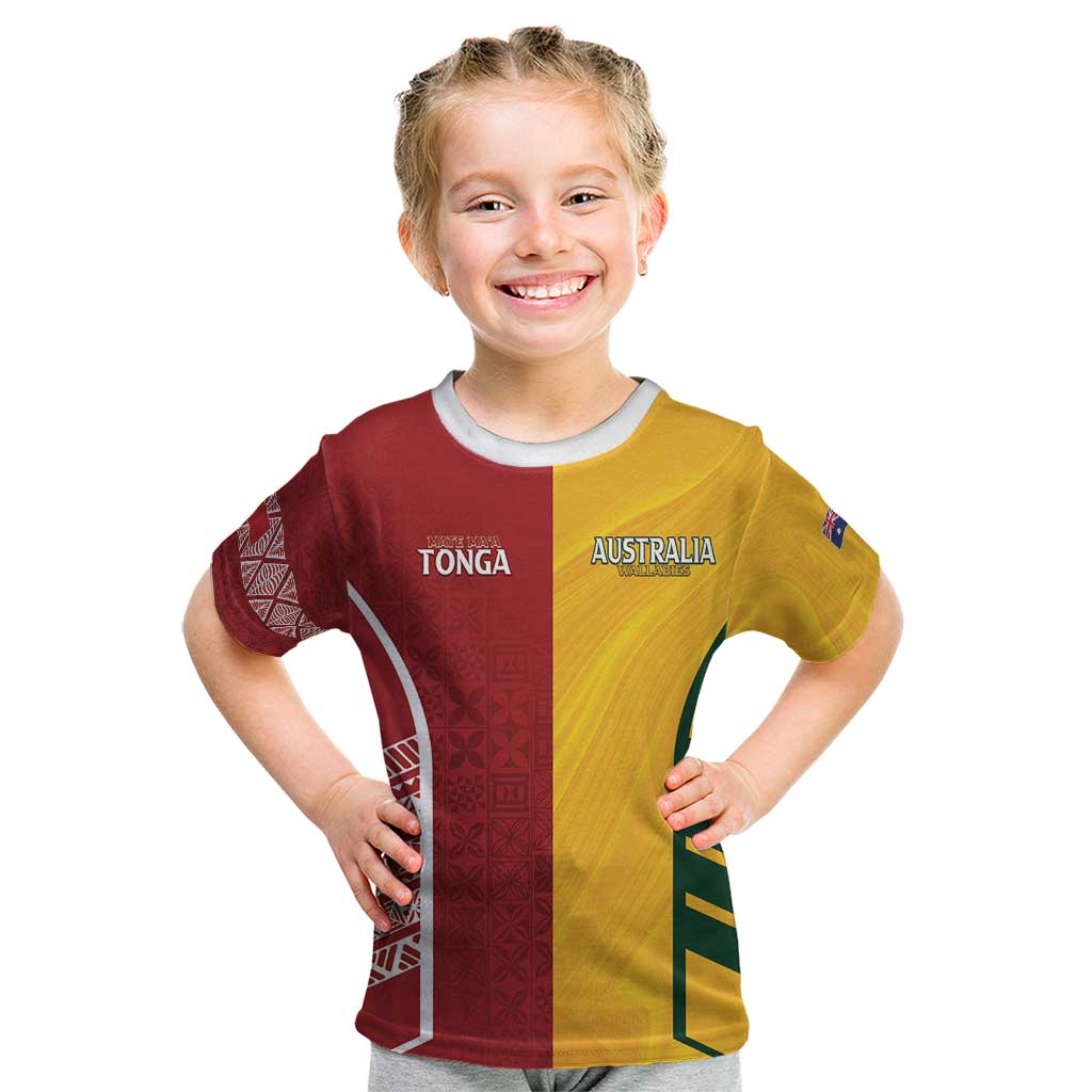 Australia - Tonga Rugby Custom Kid T Shirt Minimalist Dynamic LT7 Colorful - Polynesian Pride