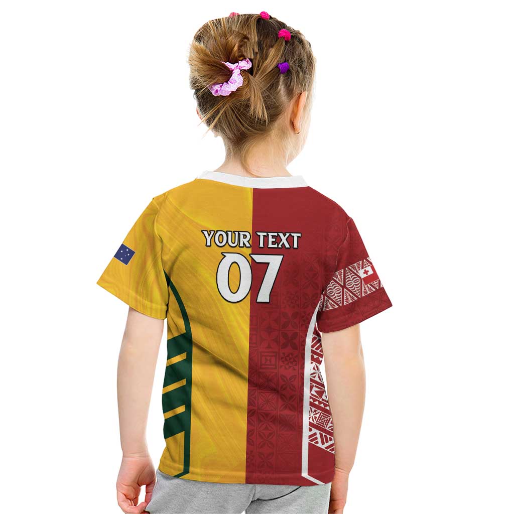 Australia - Tonga Rugby Custom Kid T Shirt Minimalist Dynamic LT7 - Polynesian Pride