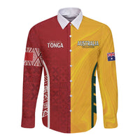 Australia - Tonga Rugby Custom Long Sleeve Button Shirt Minimalist Dynamic LT7 Unisex Colorful - Polynesian Pride