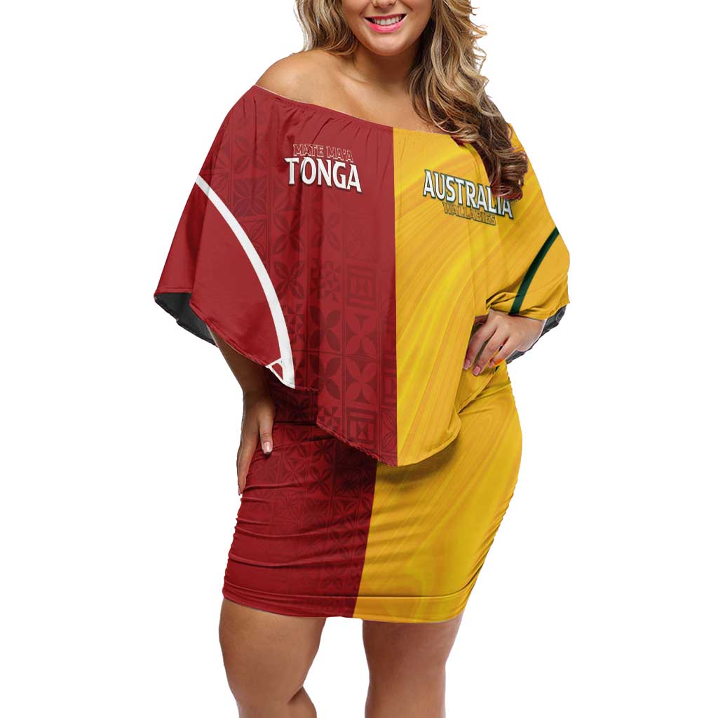 Australia - Tonga Rugby Custom Off Shoulder Short Dress Minimalist Dynamic LT7 Women Colorful - Polynesian Pride