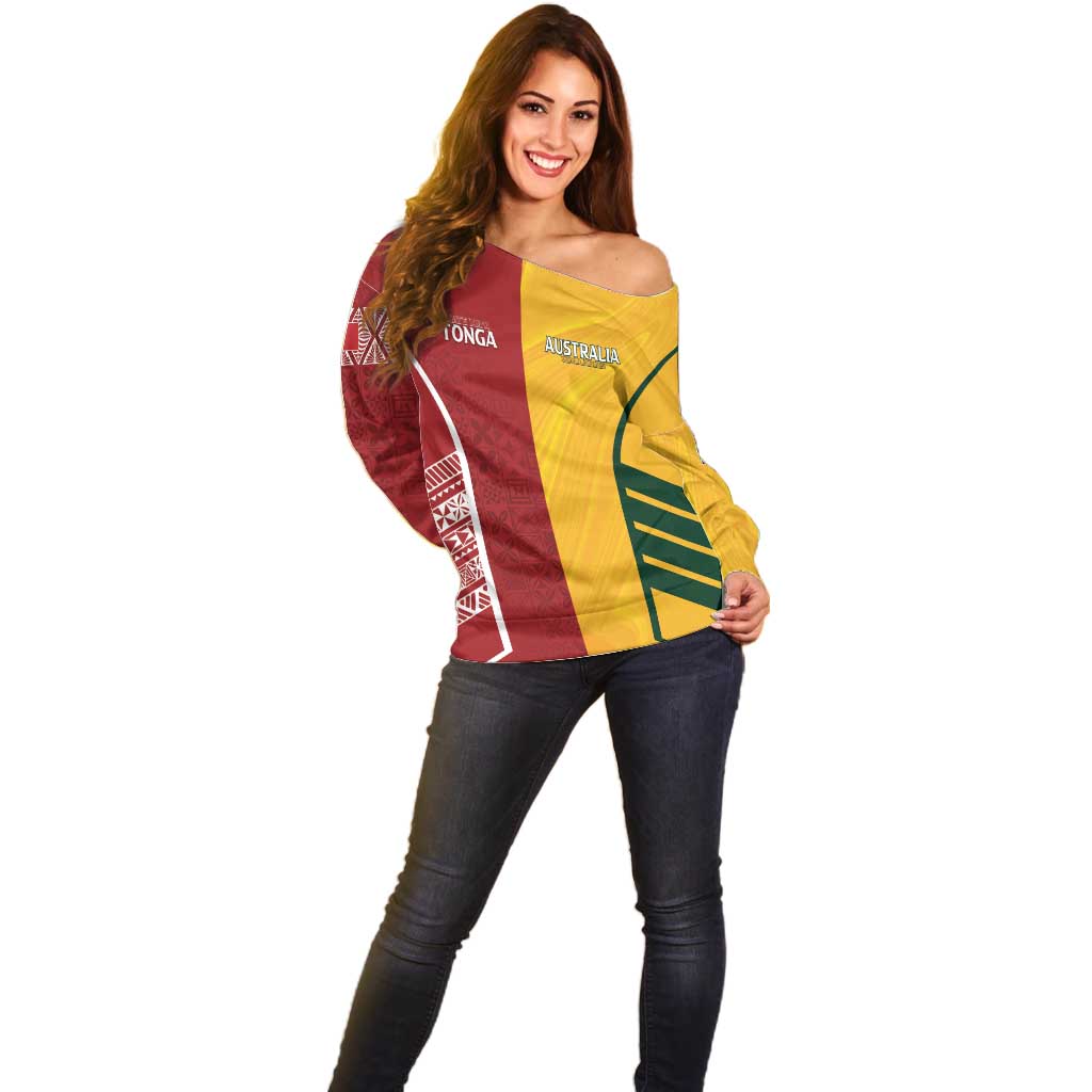 Australia - Tonga Rugby Custom Off Shoulder Sweater Minimalist Dynamic LT7 - Polynesian Pride
