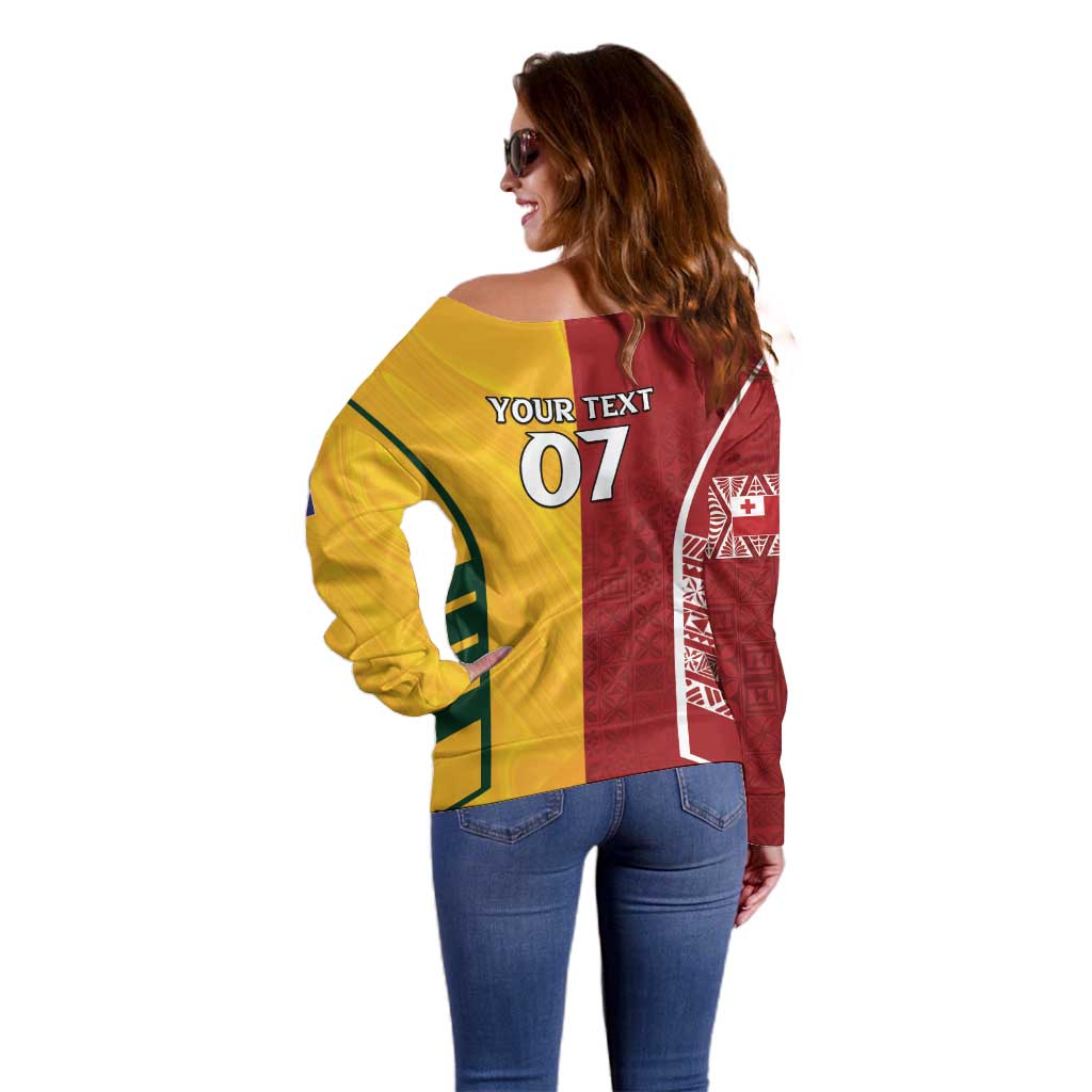 Australia - Tonga Rugby Custom Off Shoulder Sweater Minimalist Dynamic LT7 - Polynesian Pride