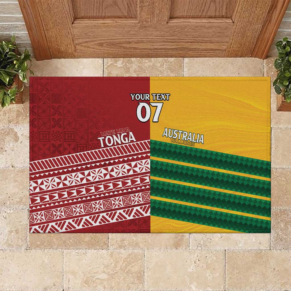 Australia - Tonga Rugby Custom Rubber Doormat Minimalist Dynamic LT7 Colorful - Polynesian Pride