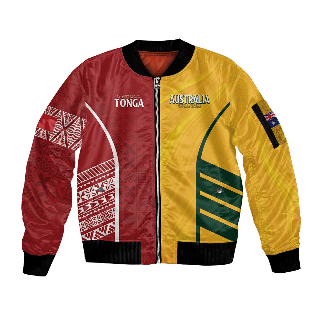 Australia - Tonga Rugby Custom Sleeve Zip Bomber Jacket Minimalist Dynamic LT7 Unisex Colorful - Polynesian Pride
