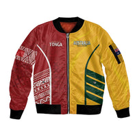 Australia - Tonga Rugby Custom Sleeve Zip Bomber Jacket Minimalist Dynamic LT7 Unisex Colorful - Polynesian Pride
