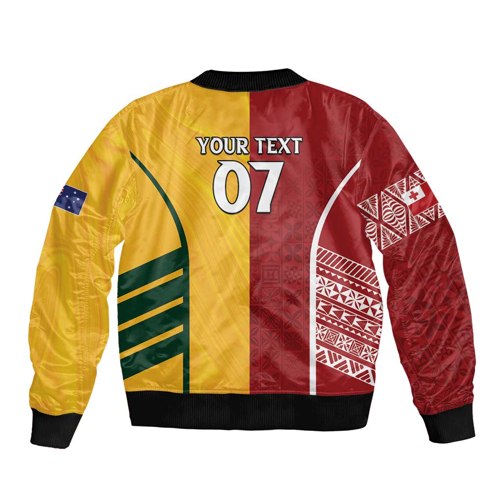 Australia - Tonga Rugby Custom Sleeve Zip Bomber Jacket Minimalist Dynamic LT7 - Polynesian Pride