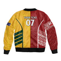 Australia - Tonga Rugby Custom Sleeve Zip Bomber Jacket Minimalist Dynamic LT7 - Polynesian Pride