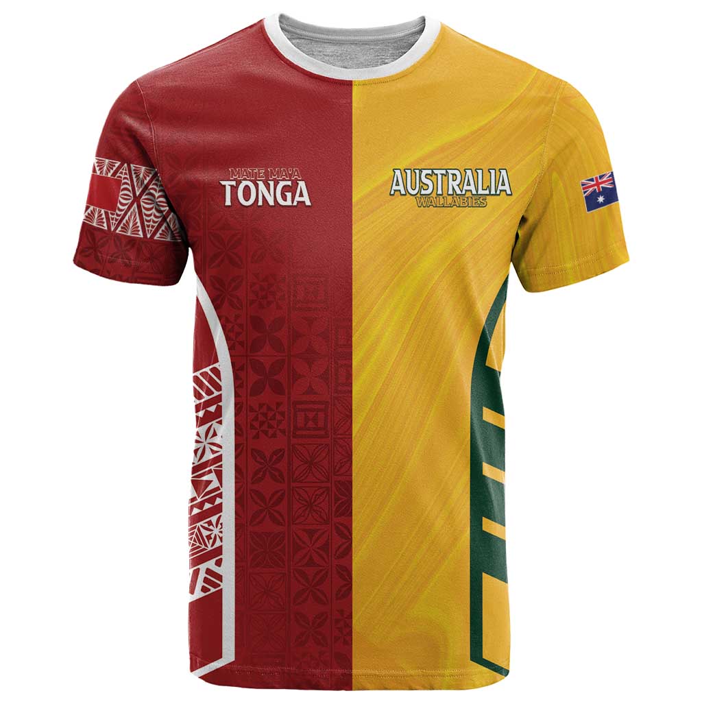 Australia - Tonga Rugby Custom T Shirt Minimalist Dynamic LT7 Colorful - Polynesian Pride